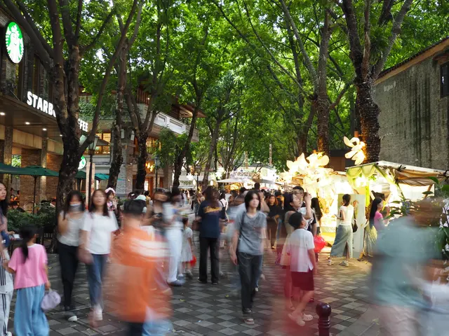 岭南天地树荫下的人潮